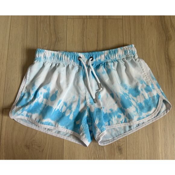 Franks Australia Blue & White Tie Dye Drawstring Shorts -- Small - Picture 2 of 8